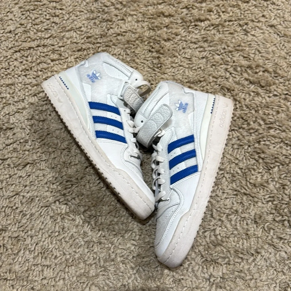 Adidas Forum Blue White Velcro Top High Top Men’s Tennis Shoes